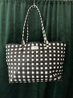 kate spade Black & White Woven Check Tote